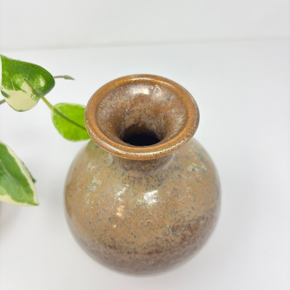 VINTAGE Signed Studio Pottery Glazed Midcentury Stoneware Vase - Picture 3 of 7